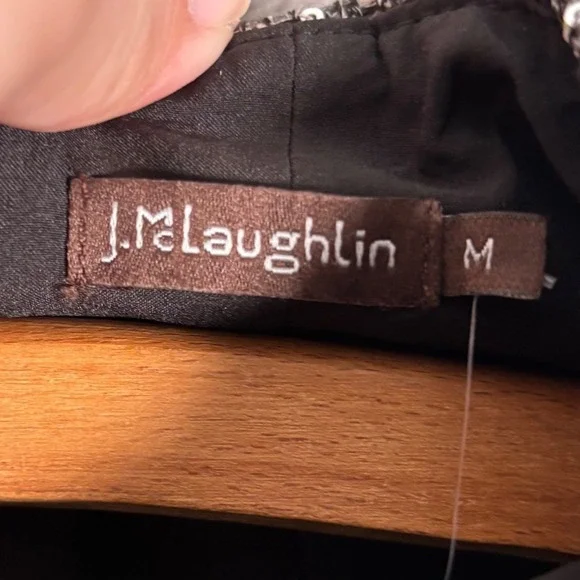 J McLaughlin Henrika Dress Women's Size M Charcoal Sequin Sparkle Sheath Tweed - Picture 3 of 16